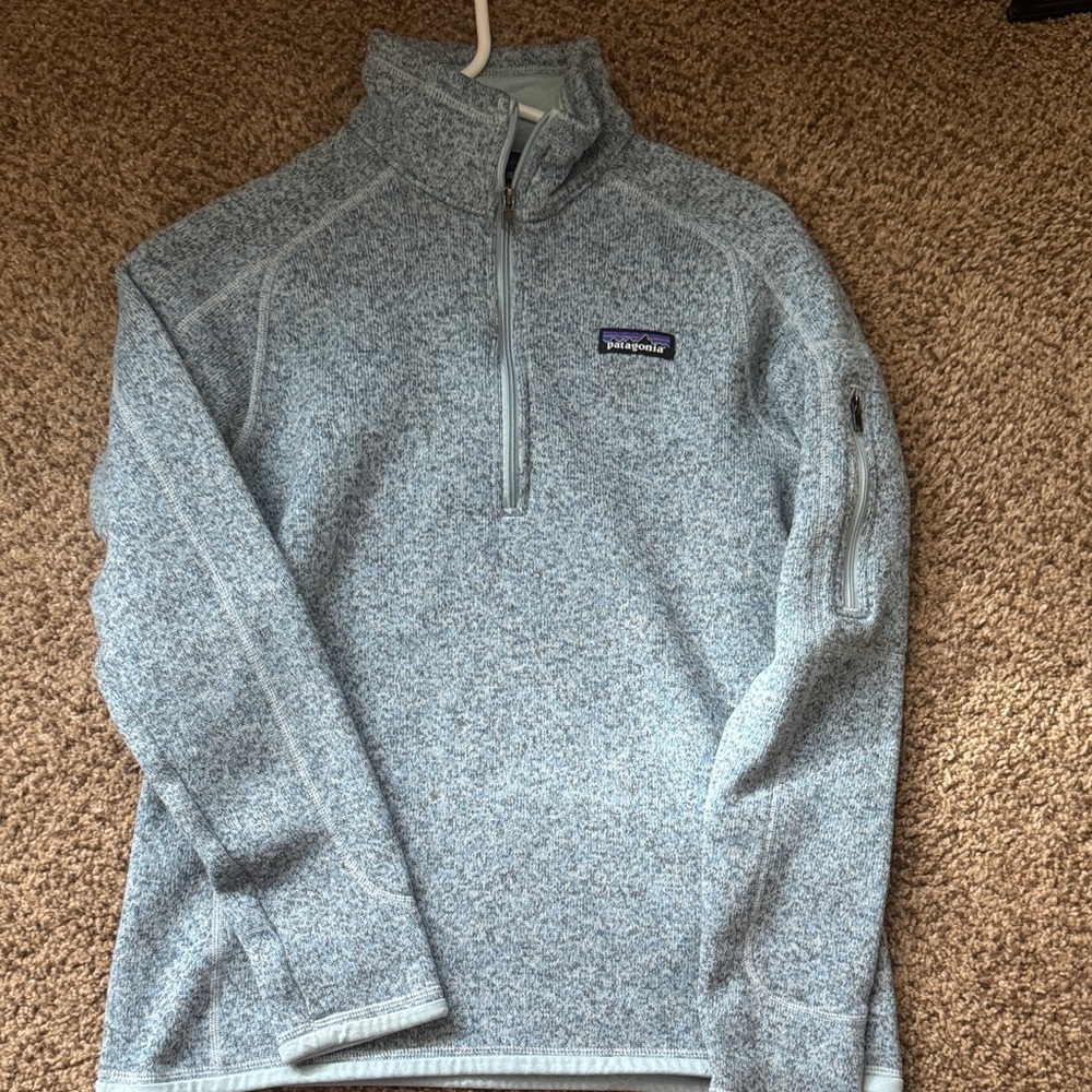 Patagonia Heathered Light Blue Quarter-Zip Fleece Pullover